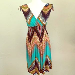 Teal, Blue and Pink Patterned Summer Dress!